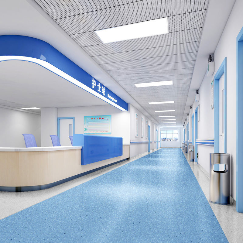 Instalación de atención médica con relle piso de vinilo homogéneo antideslizante antibacteriano y fácil de desinfectar