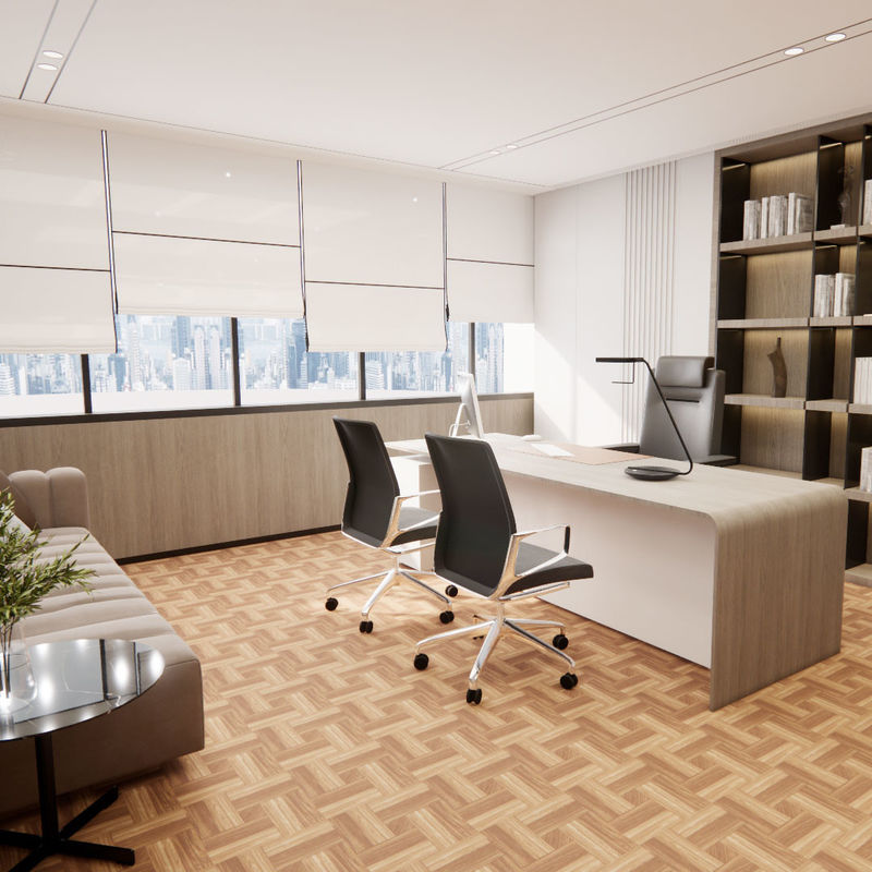 Ambiente saludable y elegante con suelo de LVT de relieve para espacios de atención médica