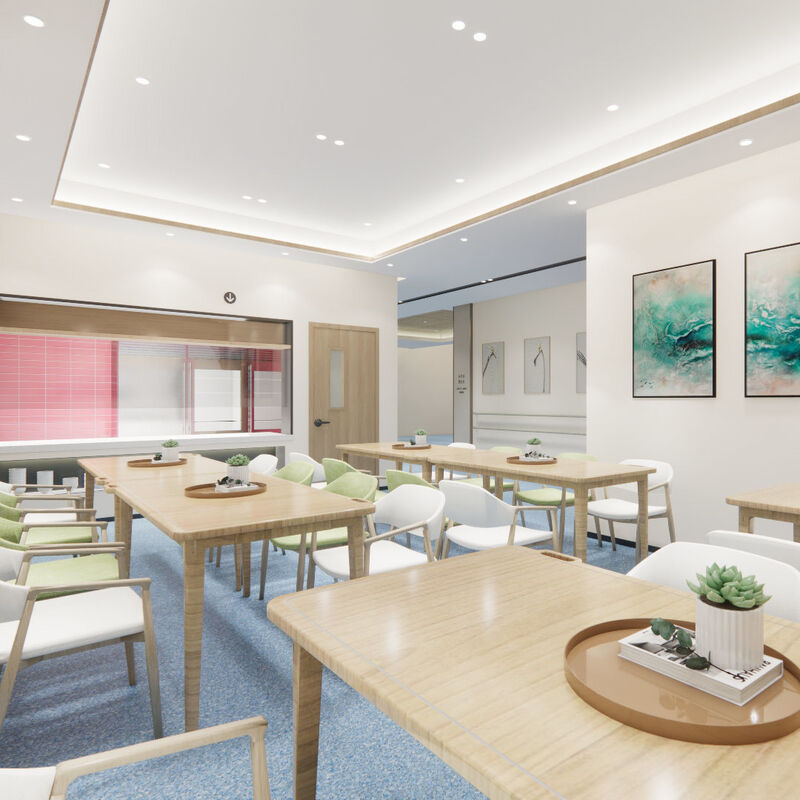 Pavimento homogéneo resistente a impactos con superficie antiarañazos para habitaciones de pacientes en residencias de ancianos