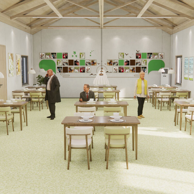 Pavimento homogéneo resistente a impactos con superficie antiarañazos para habitaciones de pacientes en residencias de ancianos