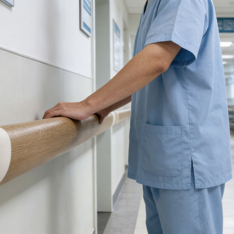 Wood Grain PVC Anti-Collision Handrail with Aluminum Core for Healthcare Facilities