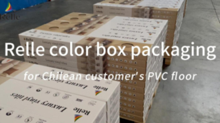 Embalaje en caja color Relle para piso de Pvc de cliente chileno